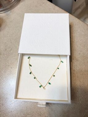 Melanie Auld Jewelry Gold Necklace with Emerald Green Gemstones